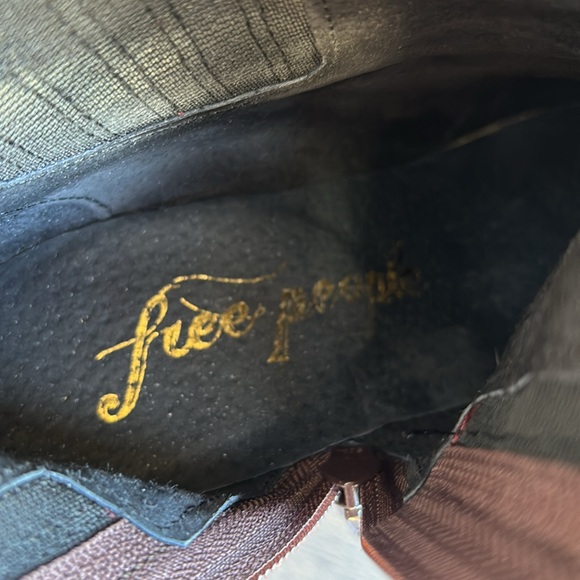 Free People James Leather Chelsea Boot cherry chocolate platform heel boots 37.5 - Picture 12 of 16